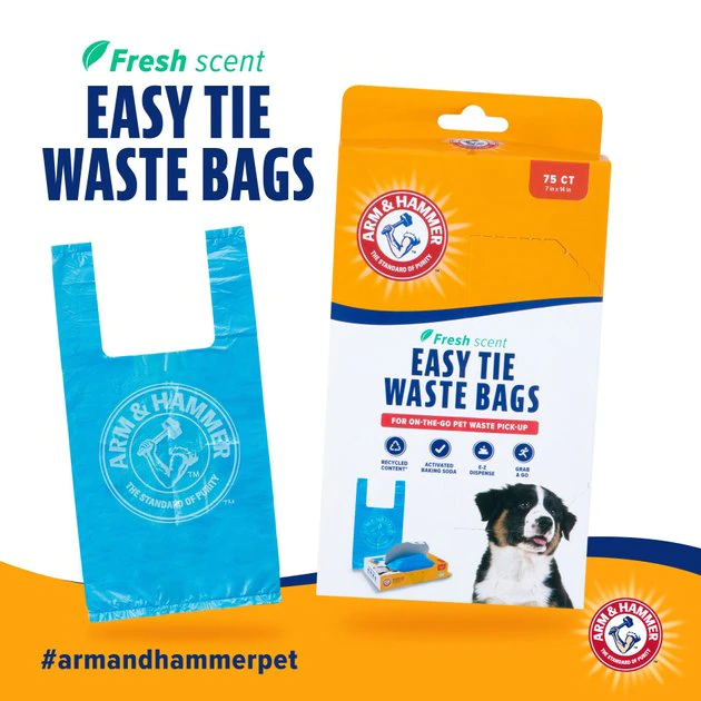 Arm & Hammer Disposable Handle Easy Tie Waste Bags, Blue 4 Arm & Hammer Disposable Handle Easy Tie Waste Bags, Blue - Image 2