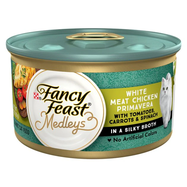Fancy Feast Medleys White Meat Chicken Primavera Canned Cat Food 3 Fancy Feast Medleys White Meat Chicken Primavera Canned Cat Food