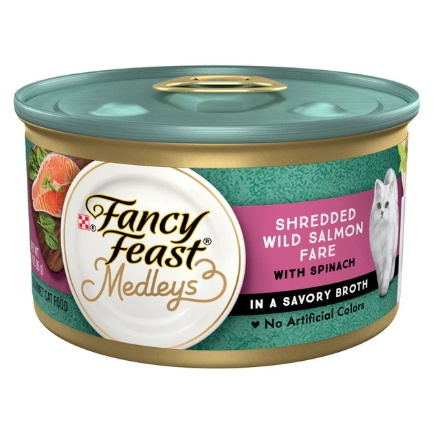 Fancy Feast Medleys Shredded Wild Salmon Fare Canned Cat Food 3 Fancy Feast Medleys Shredded Wild Salmon Fare Canned Cat Food