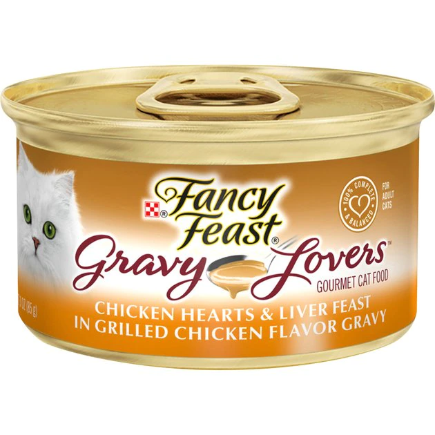 Fancy Feast Gravy Lovers Chicken Hearts & Liver Feast in Grilled Chicken Flavor Gravy Canned Cat Food 3 Fancy Feast Gravy Lovers Chicken Hearts & Liver Feast in Grilled Chicken Flavor Gravy Canned Cat Food