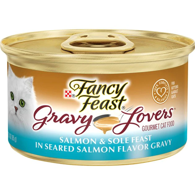 Fancy Feast Gravy Lovers Salmon & Sole Feast in Seared Salmon Flavor Gravy Canned Cat Food 3 Fancy Feast Gravy Lovers Salmon & Sole Feast in Seared Salmon Flavor Gravy Canned Cat Food