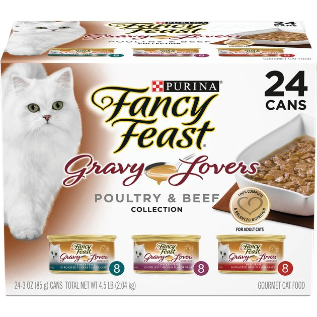 Fancy Feast Gravy Lovers Poultry & Beef Feast Variety Pack Canned Cat Food 3 Fancy Feast Gravy Lovers Poultry & Beef Feast Variety Pack Canned Cat Food