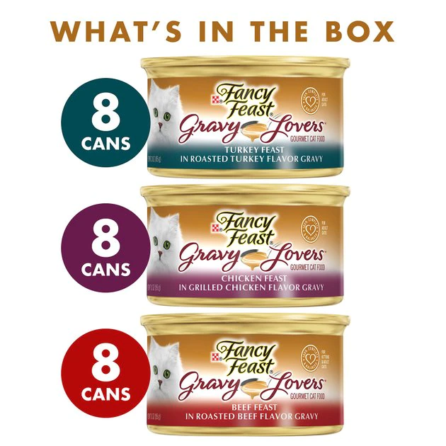 Fancy Feast Gravy Lovers Poultry & Beef Feast Variety Pack Canned Cat Food 4 Fancy Feast Gravy Lovers Poultry & Beef Feast Variety Pack Canned Cat Food - Image 2