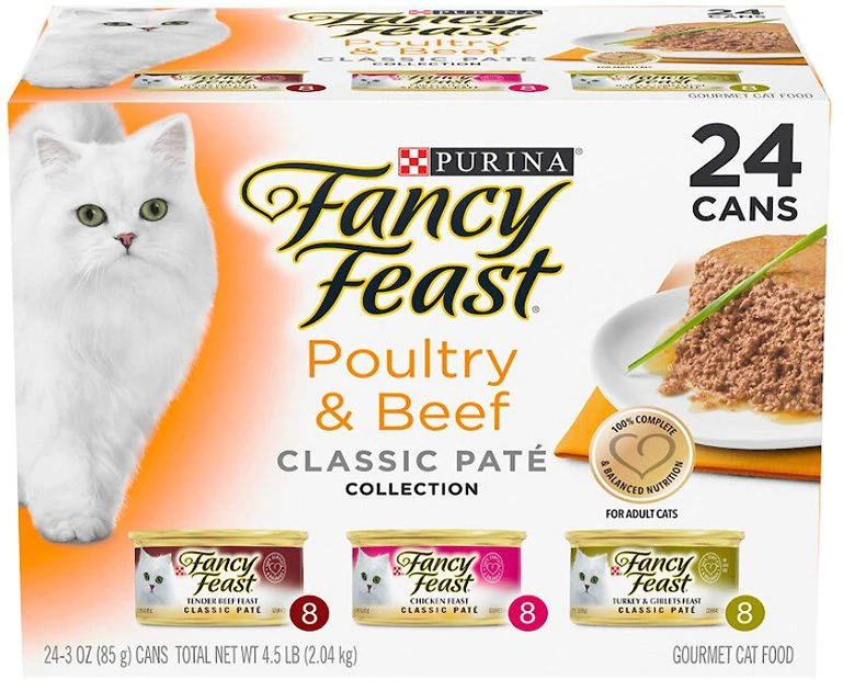 Fancy Feast Poultry & Beef Classic Pate Variety Pack Canned Cat Food 3 Fancy Feast Poultry & Beef Classic Pate Variety Pack Canned Cat Food