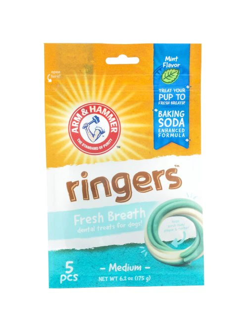 Arm & Hammer Ringers Fresh Breath Medium Mint Flavor Dog Dental Chews 3 Arm & Hammer Ringers Fresh Breath Medium Mint Flavor Dog Dental Chews