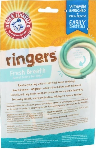 Arm & Hammer Ringers Fresh Breath Medium Mint Flavor Dog Dental Chews 4 Arm & Hammer Ringers Fresh Breath Medium Mint Flavor Dog Dental Chews - Image 2